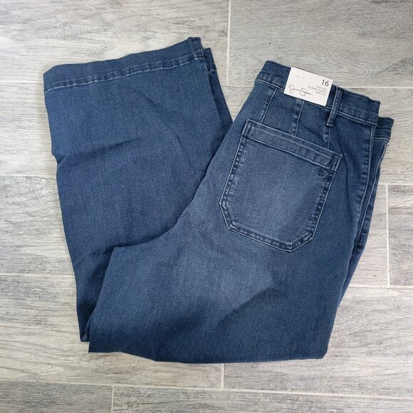 Jessica Simpson Jeans Women's 16 Blue Denim High Rise Cropped Wide Leg NWT - Picture 1 of 7